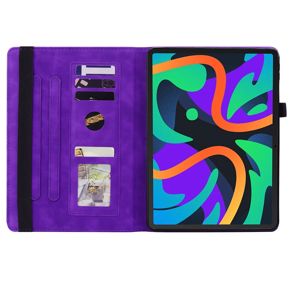 For Lenovo Tab M11 / Xiaoxin Pad 11 2024 Protective Shell Flower Pattern PU Leather Stand Tablet Cover - Purple - Image 2