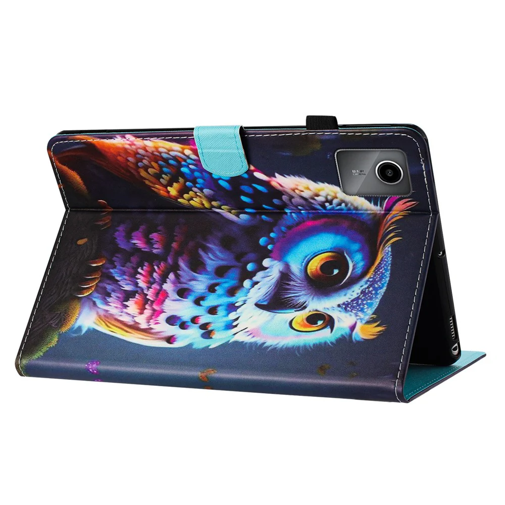 For Lenovo Tab M11 / Xiaoxin Pad 11 2024 PU Leather Case Pattern Tablet Stand Cover with Card Slots - Owl - Image 4