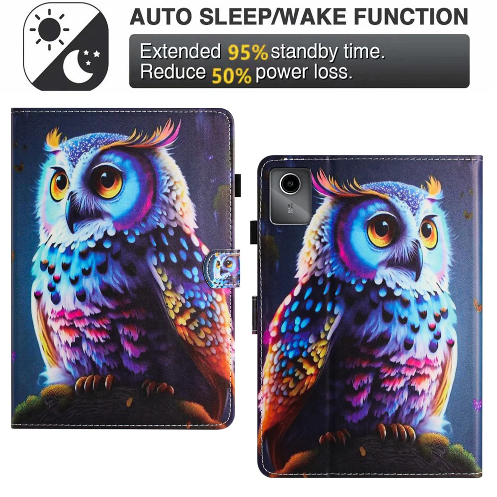 For Lenovo Tab M11 / Xiaoxin Pad 11 2024 PU Leather Case Pattern Tablet Stand Cover with Card Slots - Owl - Image 7