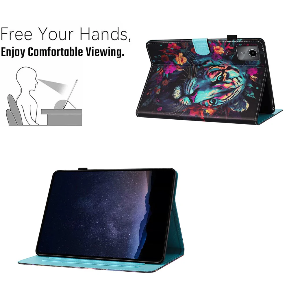 For Lenovo Tab M11 / Xiaoxin Pad 11 2024 PU Leather Case Pattern Tablet Stand Cover with Card Slots - Tiger - Image 6