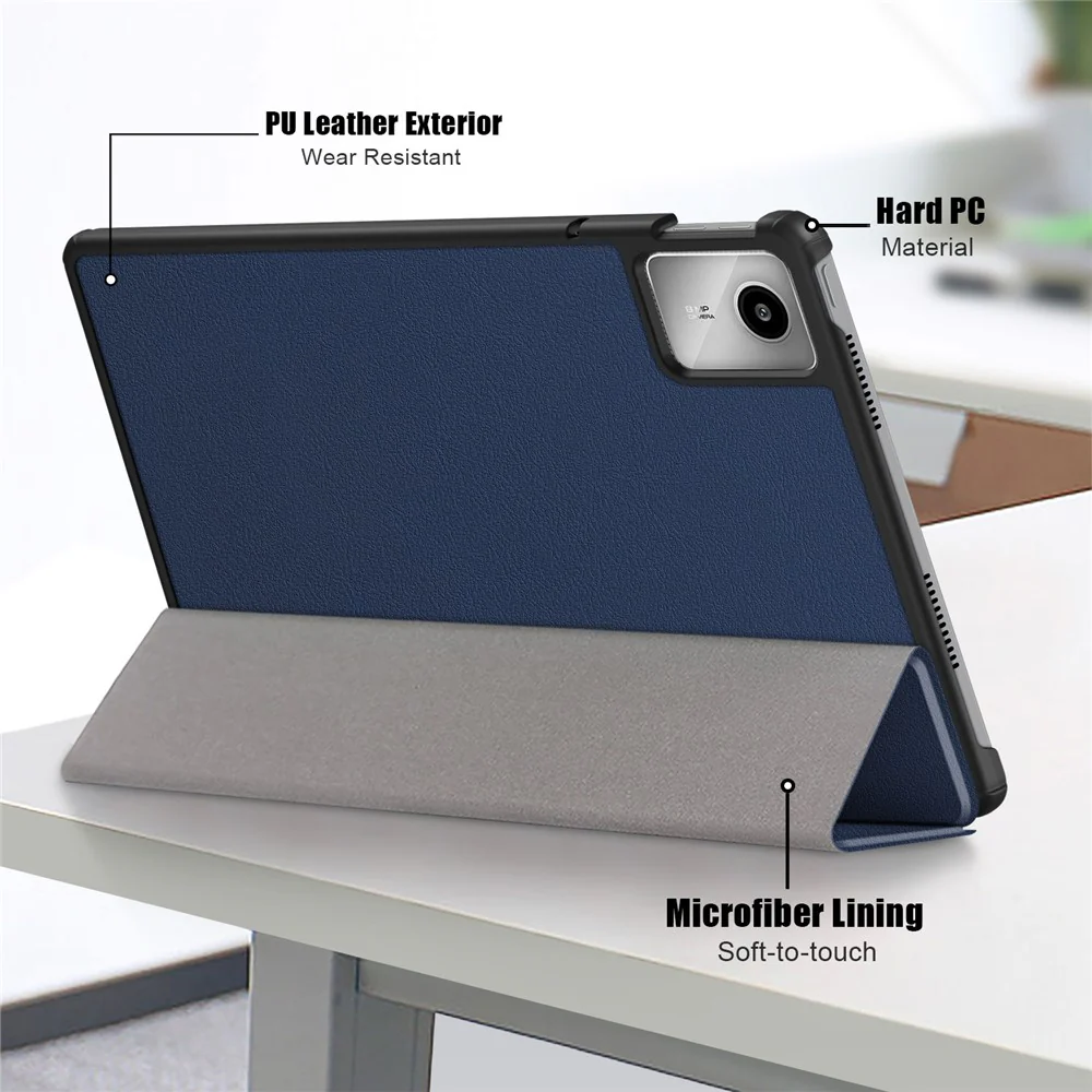 For Lenovo Tab M11 / Xiaoxin Pad 11 2024 PU Leather Trifold Stand Cover Smart Tablet Case - Dark Blue - Image 6