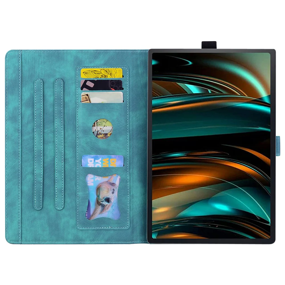 For Lenovo Tab M11 / Xiaoxin Pad 11 2024 Tablet Case Flower Cat Imprint Folio PU Leather Cover - Green - Image 2