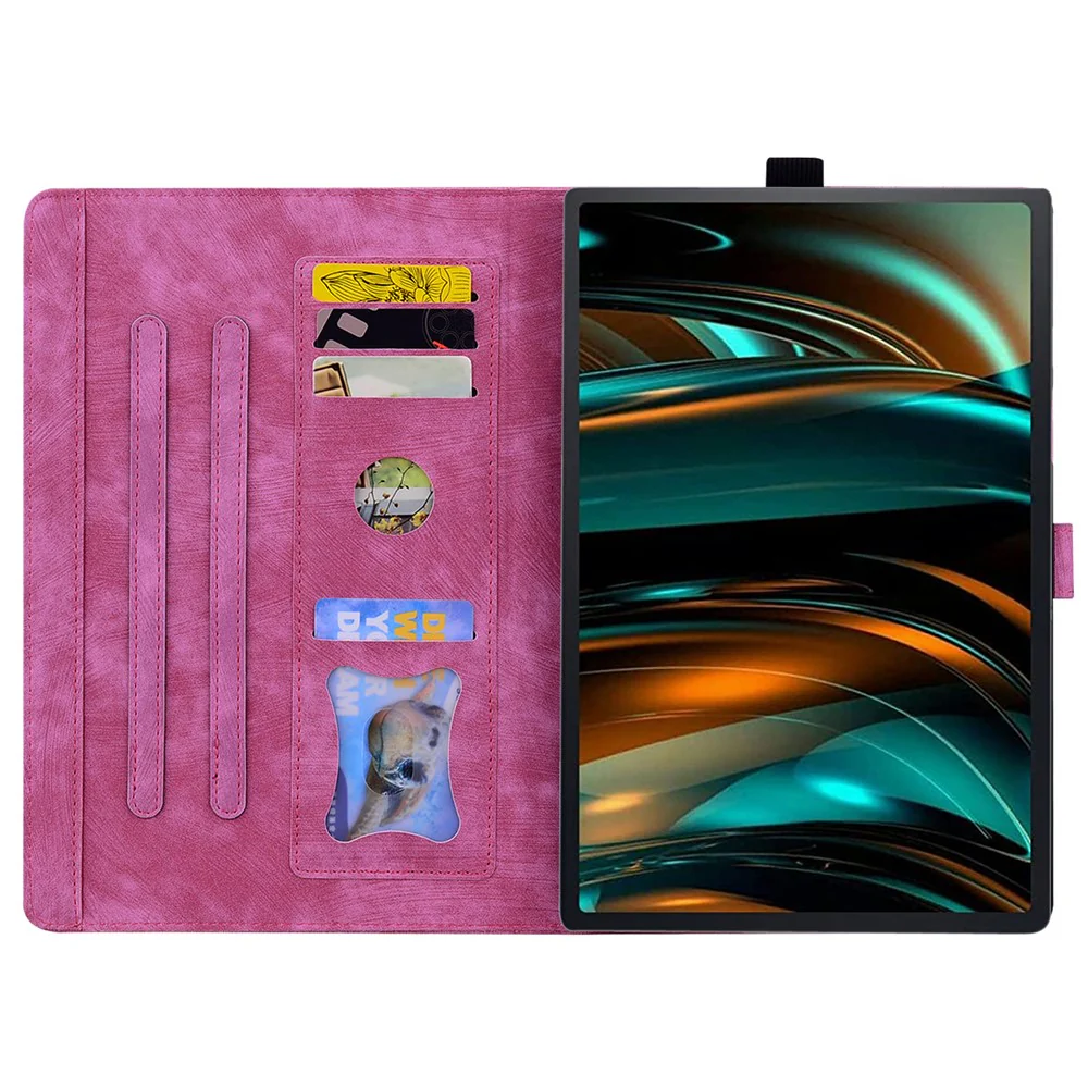 For Lenovo Tab M11 / Xiaoxin Pad 11 2024 Tablet Case Flower Cat Imprint Folio PU Leather Cover - Rose - Image 2