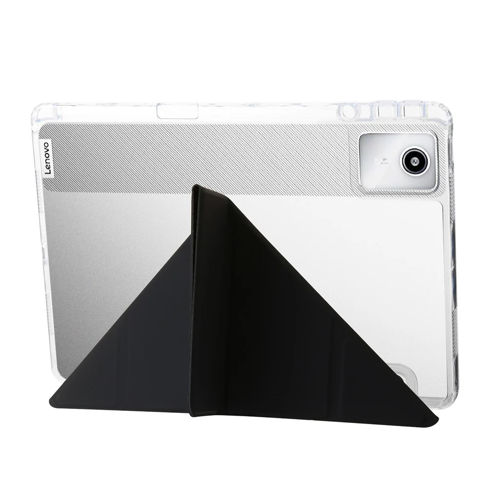 For Lenovo Tab M11 / Xiaoxin Pad 11 2024 Tablet Case Origami Stand TPU+Acrylic+PU Flip Cover - Black - Image 2