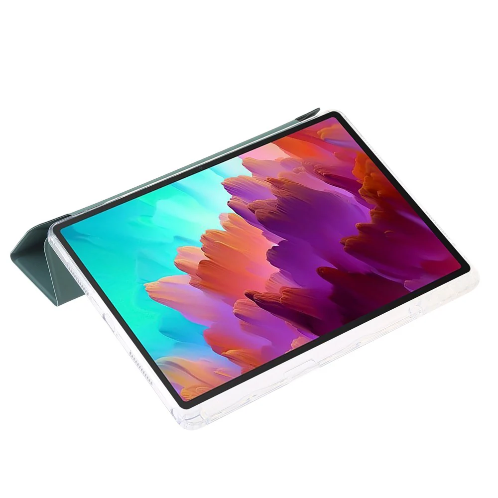 For Lenovo Tab M11 / Xiaoxin Pad 11 2024 Tablet Case Origami Stand TPU+Acrylic+PU Flip Cover - Blackish Green - Image 4