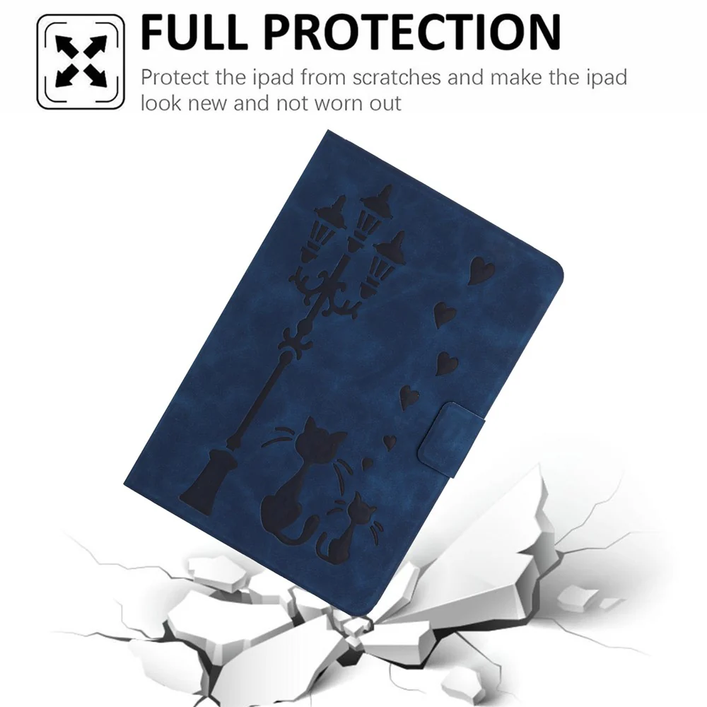 For Lenovo Tab M11 / Xiaoxin Pad 11 2024 TB-330FU Case Couple Cat Imprinted Microfiber Leather Smart Tablet Cover - Blue - Image 5