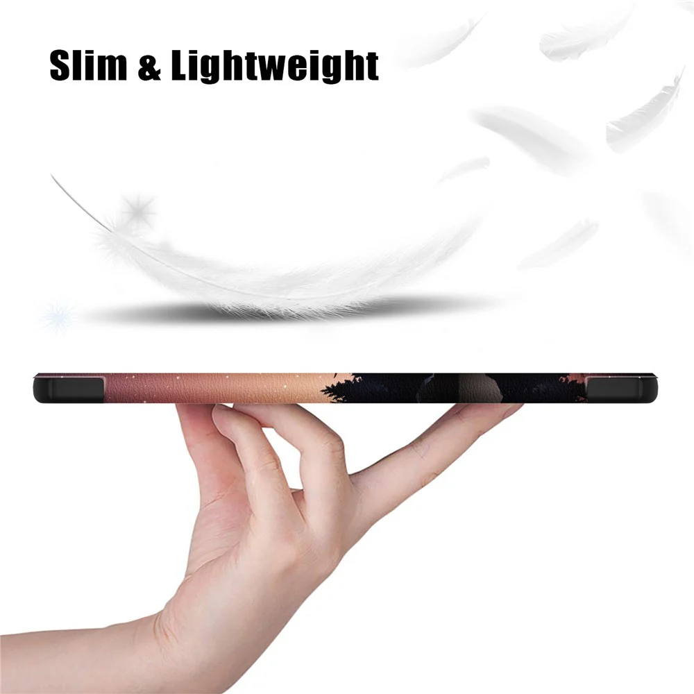 For Lenovo Tab M11 / Xiaoxin Pad 11 2024 Trifold Stand Cover Pattern PU Leather Auto Sleep Wake Tablet Case - Nightfall - Image 8