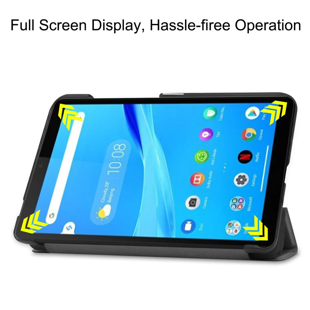 For Lenovo Tab M7 (2nd Gen) TB-7305F / (3rd Gen) Stable Tri-fold Stand Stand Tablet Cover Textured Surface PU Leather Tablet Case with Dual Viewing Angles - Grey - Image 4