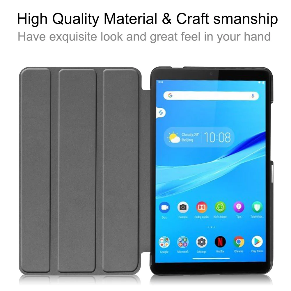 For Lenovo Tab M7 (2nd Gen) TB-7305F / (3rd Gen) Stable Tri-fold Stand Stand Tablet Cover Textured Surface PU Leather Tablet Case with Dual Viewing Angles - Grey - Image 5
