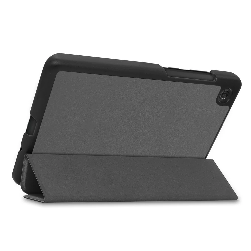 For Lenovo Tab M7 (2nd Gen) TB-7305F / (3rd Gen) Stable Tri-fold Stand Stand Tablet Cover Textured Surface PU Leather Tablet Case with Dual Viewing Angles - Grey - Image 6