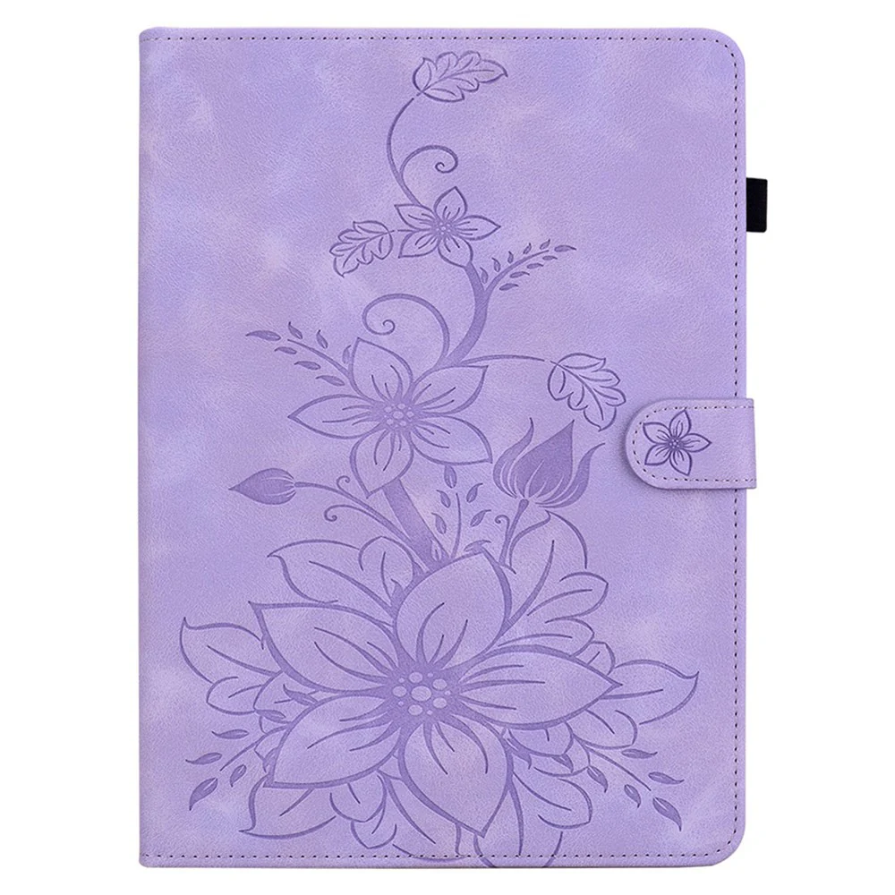 For Lenovo Tab M8 (4th Gen) 2024 TB-301XU / M8 (4th Gen) 2023 TB-300FU Case Card Slots Lily Flower Imprinted Leather Tablet Cover - Purple - Image 8