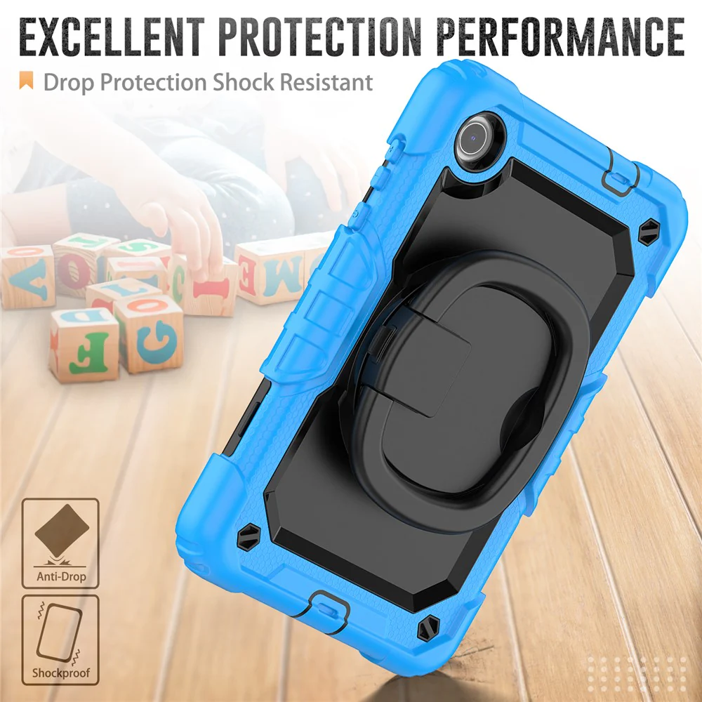 For Lenovo Tab M8 (4th Gen) 2024 TB-301XU / M8 (4th Gen) 2023 TB-300FU Case Rotary Kickstand Tablet Cover with Shoulder Strap - Baby Blue - Image 4
