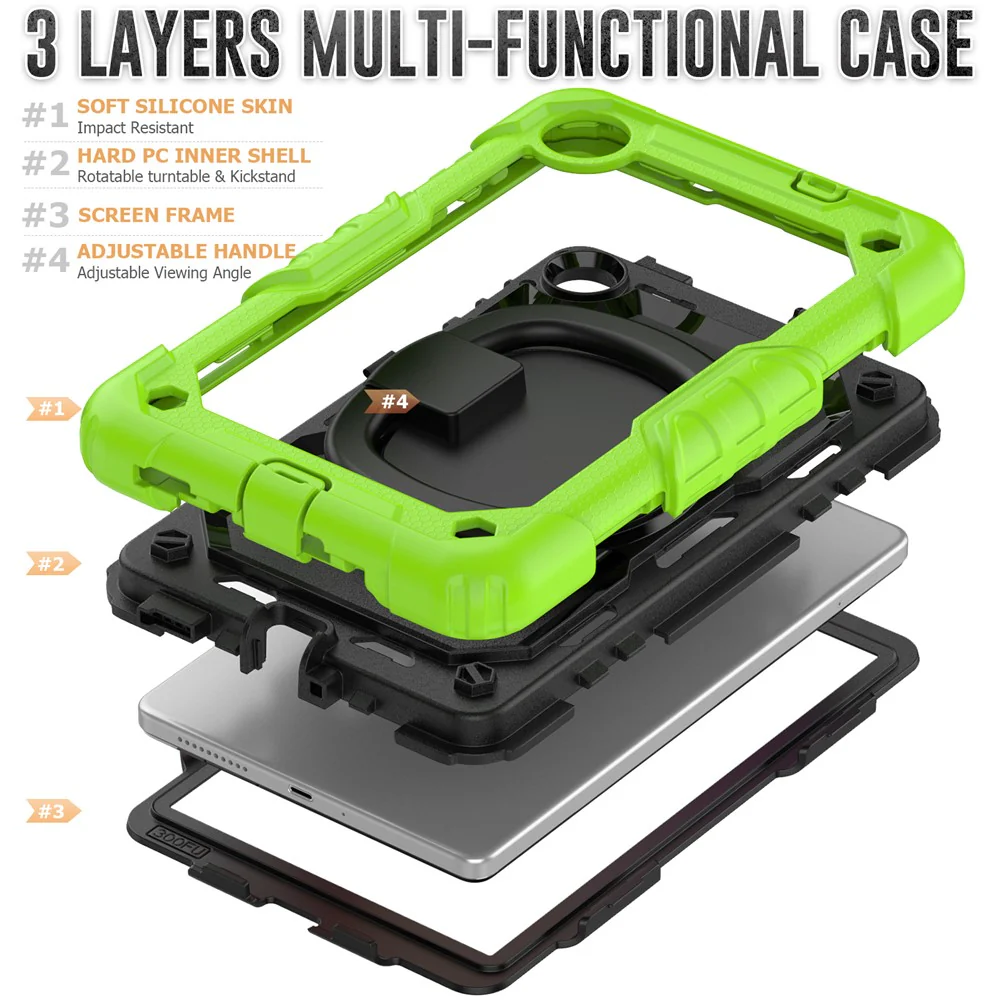 For Lenovo Tab M8 (4th Gen) 2024 TB-301XU / M8 (4th Gen) 2023 TB-300FU Case Rotary Kickstand Tablet Cover with Shoulder Strap - Yellowgreen - Image 8