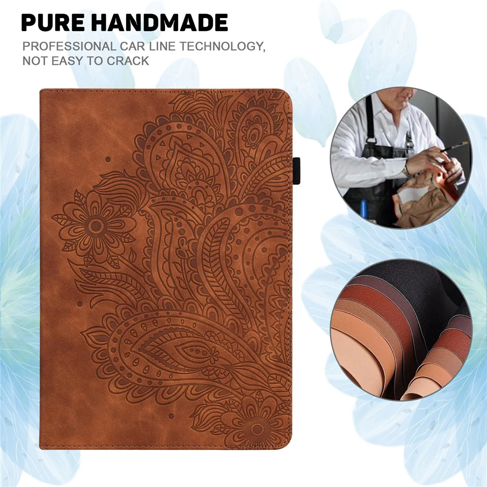 For Lenovo Tab M8 (4th Gen) 2024 TB-301XU / M8 (4th Gen) 2023 TB-300FU Flower Imprinting PU Leather Stand Case - Brown - Image 7