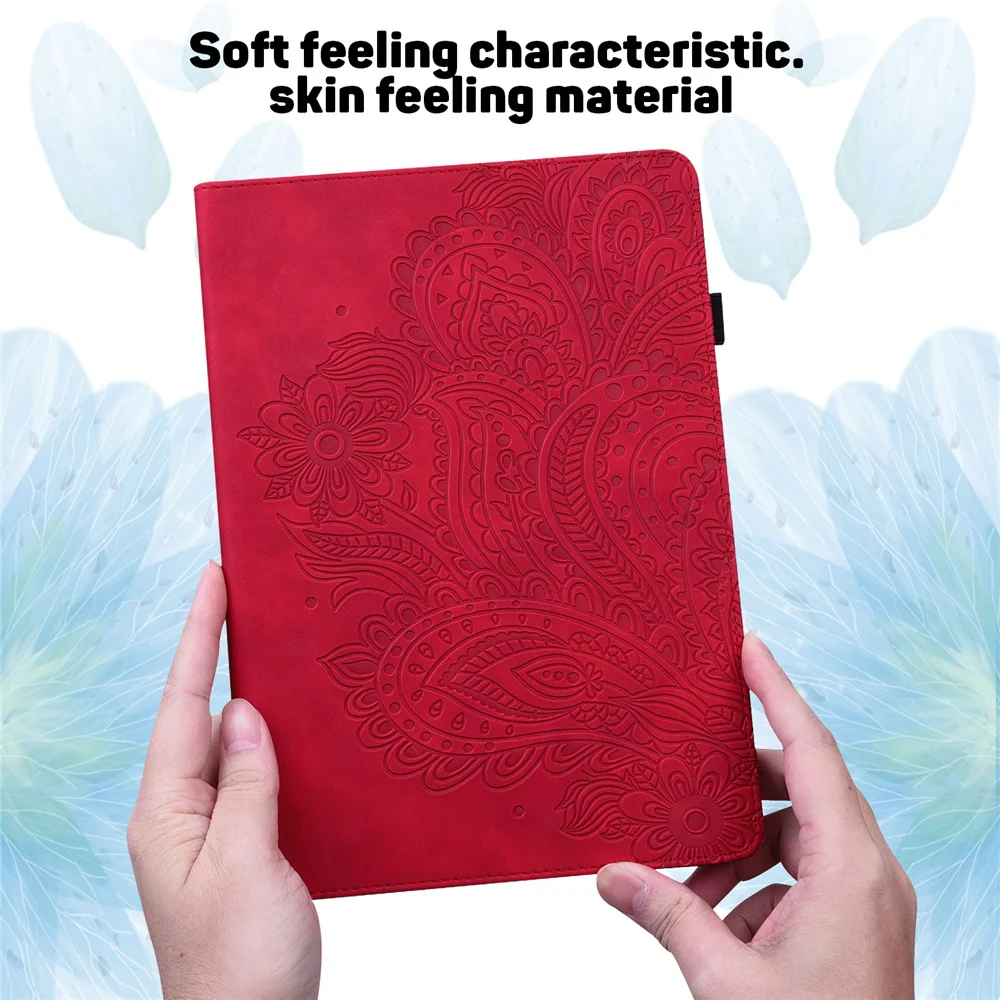 For Lenovo Tab M8 (4th Gen) 2024 TB-301XU / M8 (4th Gen) 2023 TB-300FU Flower Imprinting PU Leather Stand Case - Red - Image 6