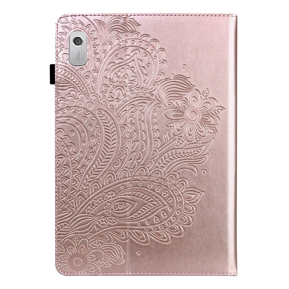 For Lenovo Tab M8 (4th Gen) 2024 TB-301XU / M8 (4th Gen) 2023 TB-300FU Flower Imprinting PU Leather Stand Case - Rose Gold - Image 3