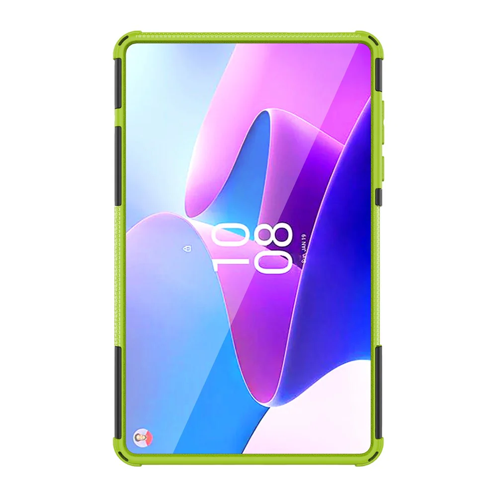 For Lenovo Tab M8 (4th Gen) 2024 TB-301XU / M8 (4th Gen) 2023 TB-300FU Kickstand Tablet Case Tire Texture TPU PC Cover - Green - Image 6