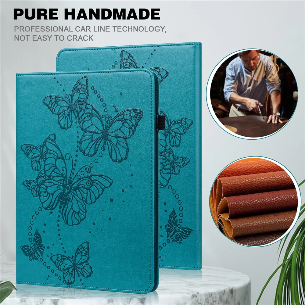 For Lenovo Tab M8 (4th Gen) 2024 TB-301XU / M8 (4th Gen) 2023 TB-300FU Leather Case Butterfly Imprinted Card Holder Stand Tablet Cover - Blue - Image 4