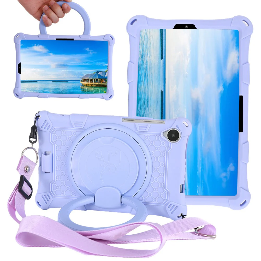 For Lenovo Tab M8 (4th Gen) 2024 TB-301XU / M8 (4th Gen) 2023 TB-300FU PC + Silicone Tablet Case Kickstand Cover - Purple