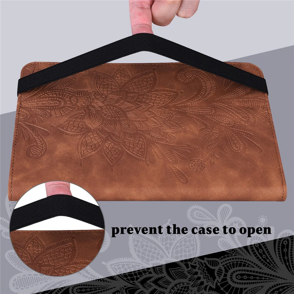 For Lenovo Tab M8 (4th Gen) 2024 TB-301XU / M8 (4th Gen) 2023 TB-300FU PU Leather Tablet Stand Case Flower Imprinting Wallet Tablet Cover - Brown - Image 7
