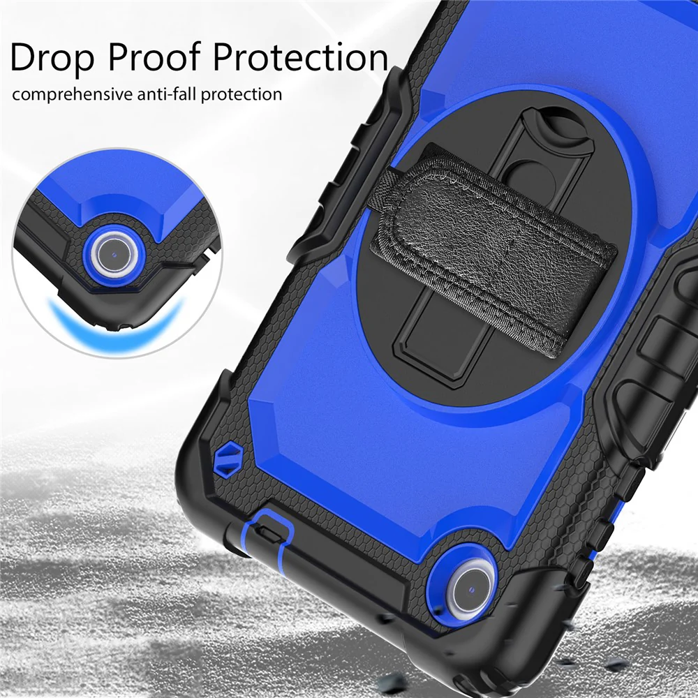 For Lenovo Tab M8 (4th Gen) 2024 TB-301XU / M8 (4th Gen) 2023 TB-300FU Silicone+PC Case Kickstand with  PET Screen Film - Black+Dark Blue PC - Image 8