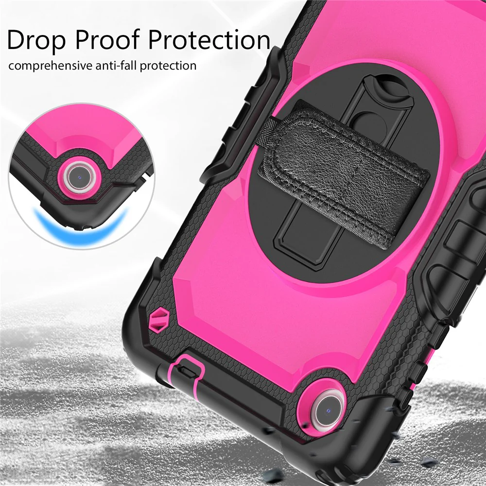 For Lenovo Tab M8 (4th Gen) 2024 TB-301XU / M8 (4th Gen) 2023 TB-300FU Silicone+PC Case Kickstand with PET Screen Film - Black+Rose PC - Image 8