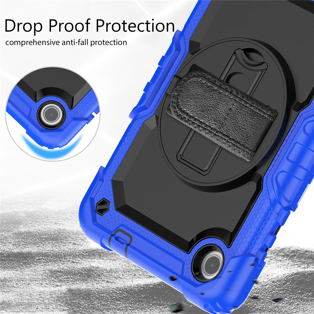 For Lenovo Tab M8 (4th Gen) 2024 TB-301XU / M8 (4th Gen) 2023 TB-300FU Silicone+PC Case Kickstand with PET Screen Film - Dark Blue - Image 8