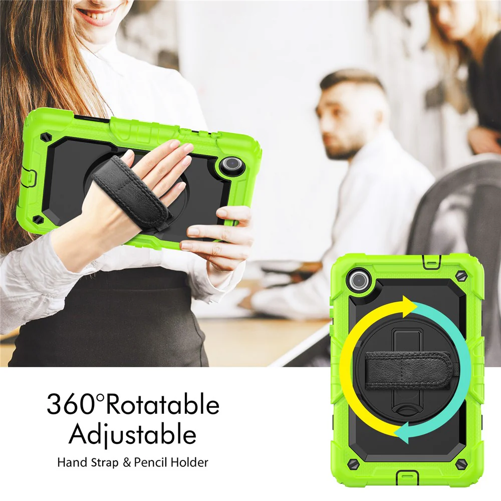For Lenovo Tab M8 (4th Gen) 2024 TB-301XU / M8 (4th Gen) 2023 TB-300FU Silicone+PC Case Kickstand with PET Screen Film - Lime - Image 3