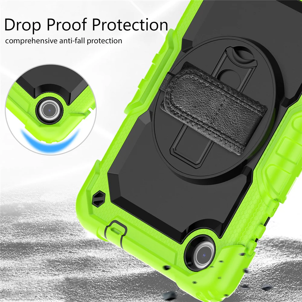 For Lenovo Tab M8 (4th Gen) 2024 TB-301XU / M8 (4th Gen) 2023 TB-300FU Silicone+PC Case Kickstand with PET Screen Film - Lime - Image 8