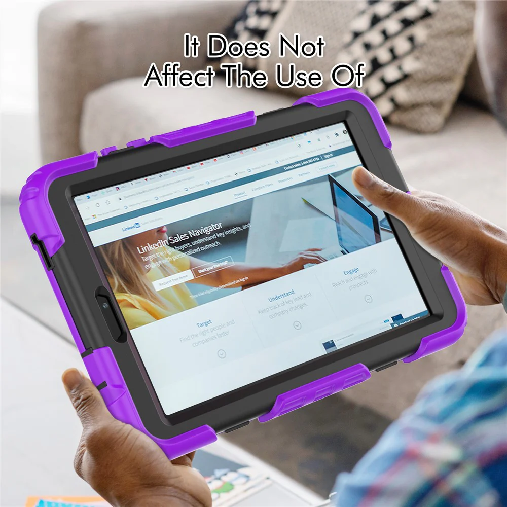 For Lenovo Tab M8 (4th Gen) 2024 TB-301XU / M8 (4th Gen) 2023 TB-300FU Silicone+PC Case Kickstand with PET Screen Film - Purple - Image 5