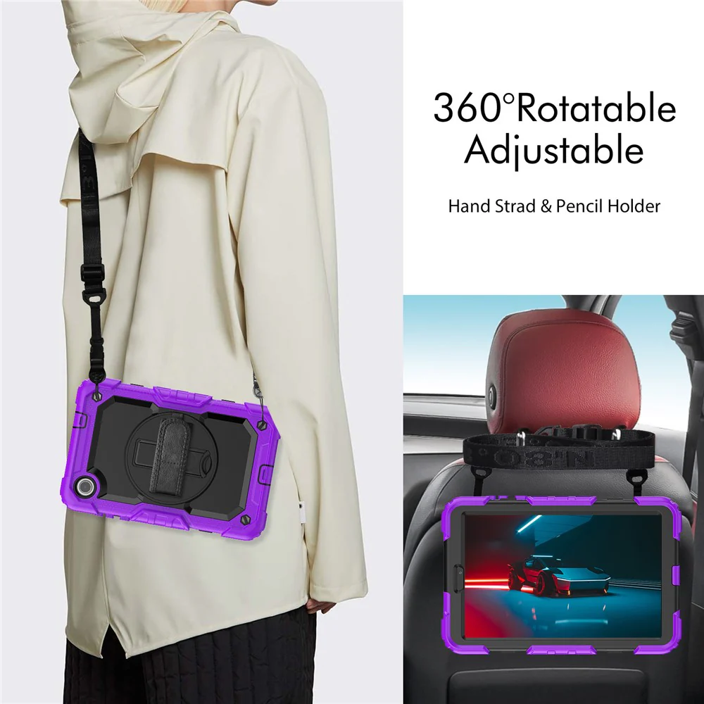 For Lenovo Tab M8 (4th Gen) 2024 TB-301XU / M8 (4th Gen) 2023 TB-300FU Silicone+PC Case Kickstand with PET Screen Film - Purple - Image 6