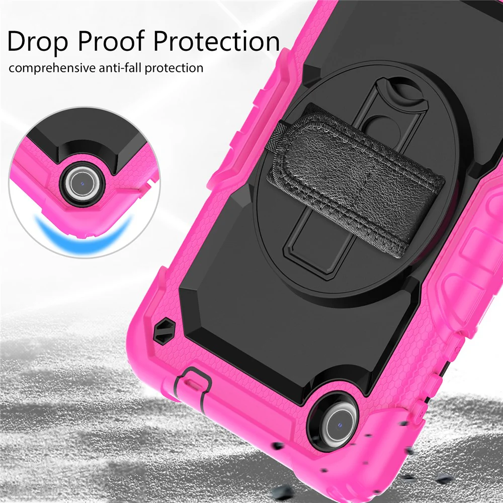 For Lenovo Tab M8 (4th Gen) 2024 TB-301XU / M8 (4th Gen) 2023 TB-300FU Silicone+PC Case Kickstand with PET Screen Film - Rose - Image 8