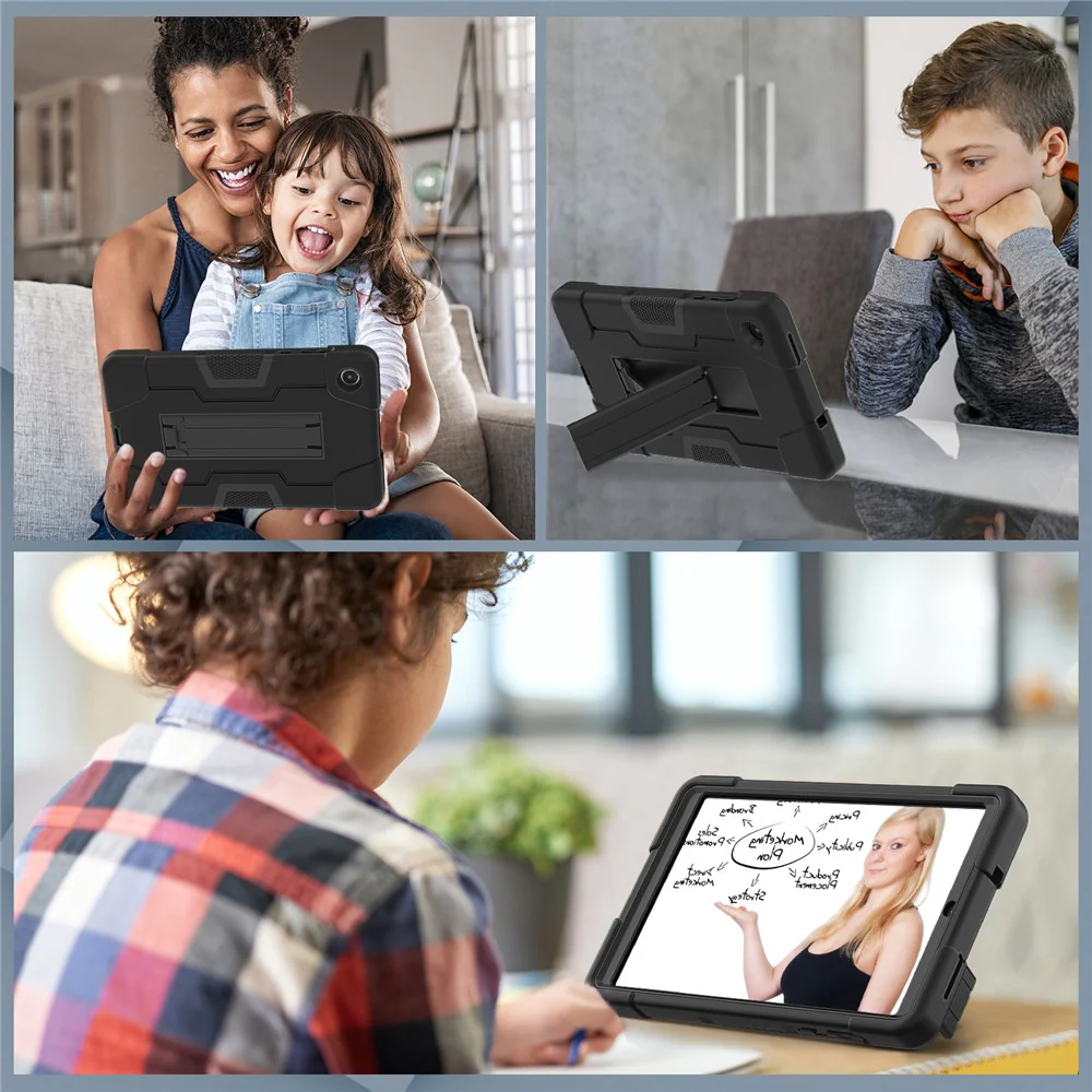 For Lenovo Tab M8 (4th Gen) 2024 TB-301XU / M8 (4th Gen) 2023 TB-300FU Tablet Case Robot Style Silicone + PC Kickstand Cover - Black - Image 7