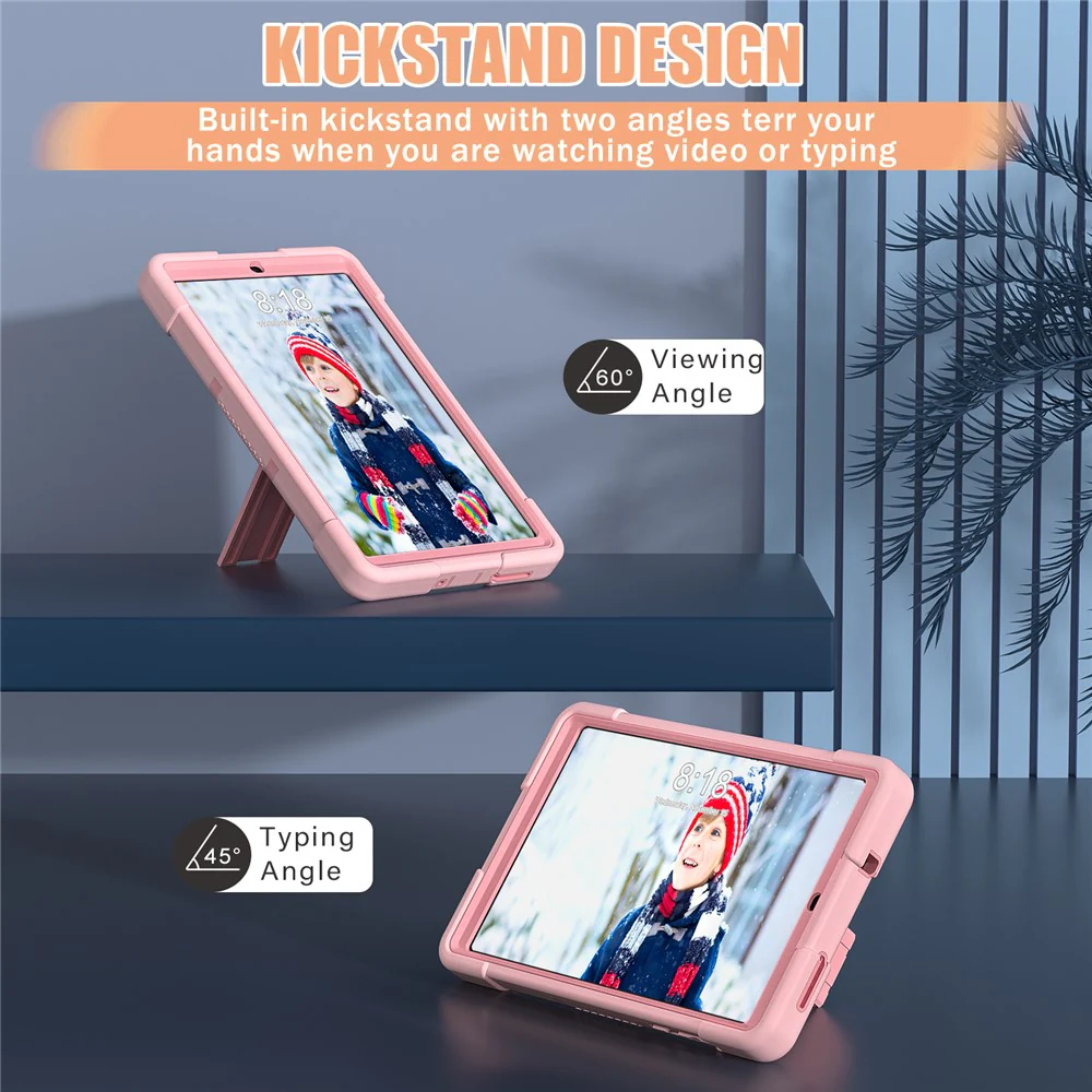 For Lenovo Tab M8 (4th Gen) 2024 TB-301XU / M8 (4th Gen) 2023 TB-300FU Tablet Case Robot Style Silicone + PC Kickstand Cover - Rose Gold - Image 4
