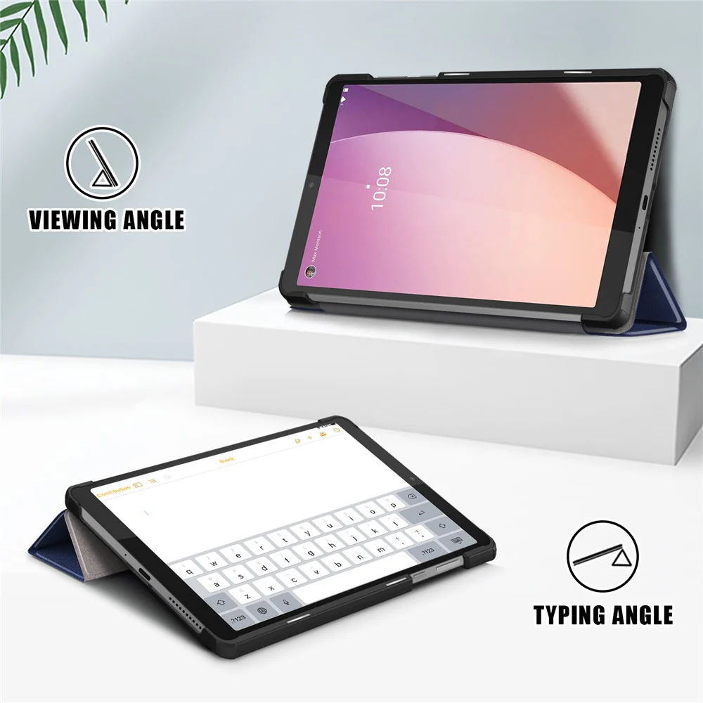 For Lenovo Tab M8 (4th Gen) 2024 TB-301XU / M8 (4th Gen) 2023 TB-300FU Tri-Fold Stand Solid Color PU Leather Tablet Cover - Dark Blue - Image 4