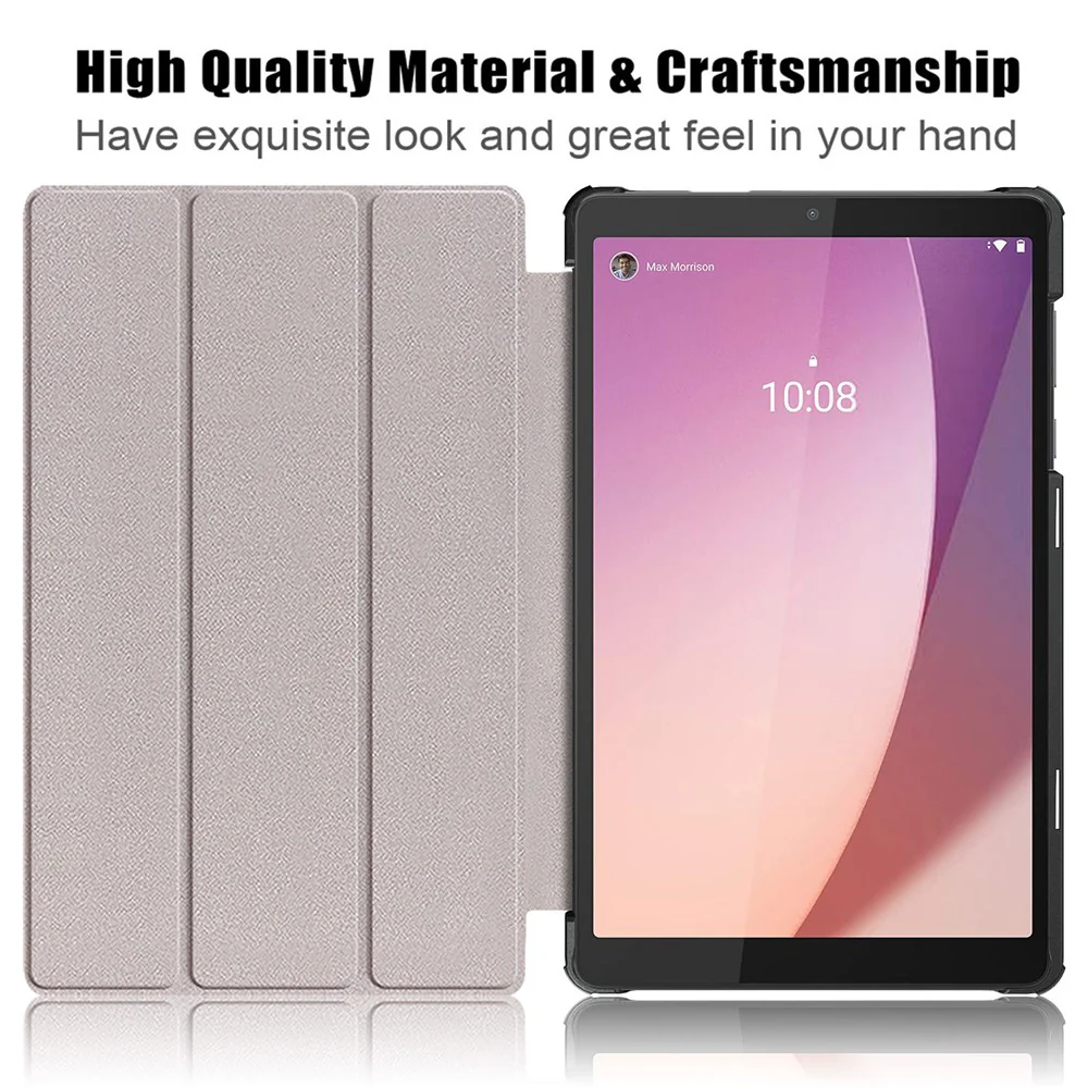 For Lenovo Tab M8 (4th Gen) 2024 TB-301XU / M8 (4th Gen) 2023 TB-300FU Tri-Fold Stand Solid Color PU Leather Tablet Cover - Grey - Image 3