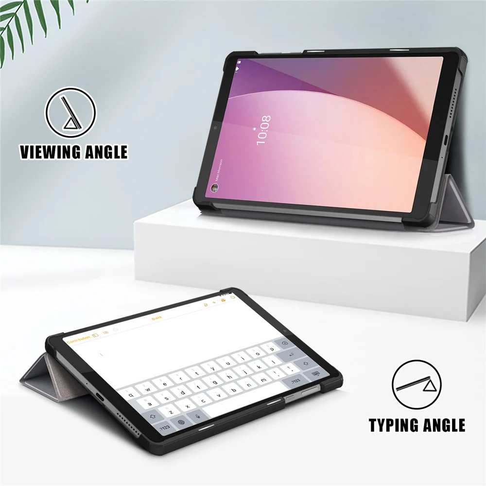 For Lenovo Tab M8 (4th Gen) 2024 TB-301XU / M8 (4th Gen) 2023 TB-300FU Tri-Fold Stand Solid Color PU Leather Tablet Cover - Grey - Image 4