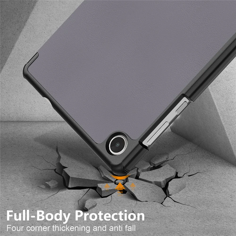For Lenovo Tab M8 (4th Gen) 2024 TB-301XU / M8 (4th Gen) 2023 TB-300FU Tri-Fold Stand Solid Color PU Leather Tablet Cover - Grey - Image 6