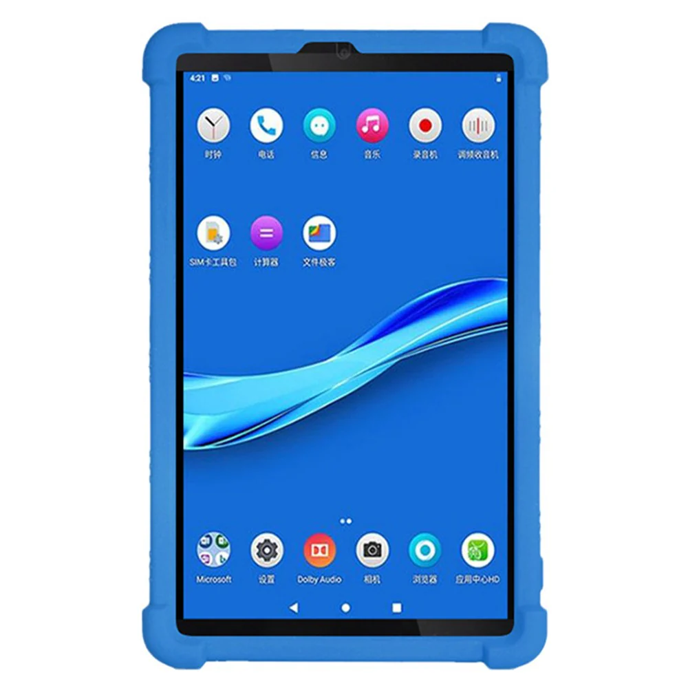For Lenovo Tab M8 (FHD) TB-8505 / TB-8705 Kickstand Silicone Tablet Case Anti-Slip Kids Friendly Shockproof Soft Cover - Dark Blue - Image 3