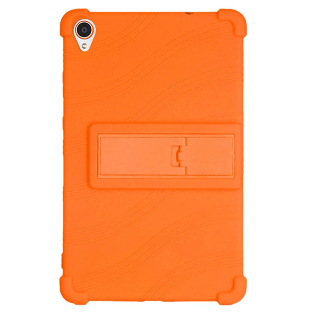 For Lenovo Tab M8 (FHD) TB-8505 / TB-8705 Kickstand Silicone Tablet Case Anti-Slip Kids Friendly Shockproof Soft Cover - Orange - Image 2
