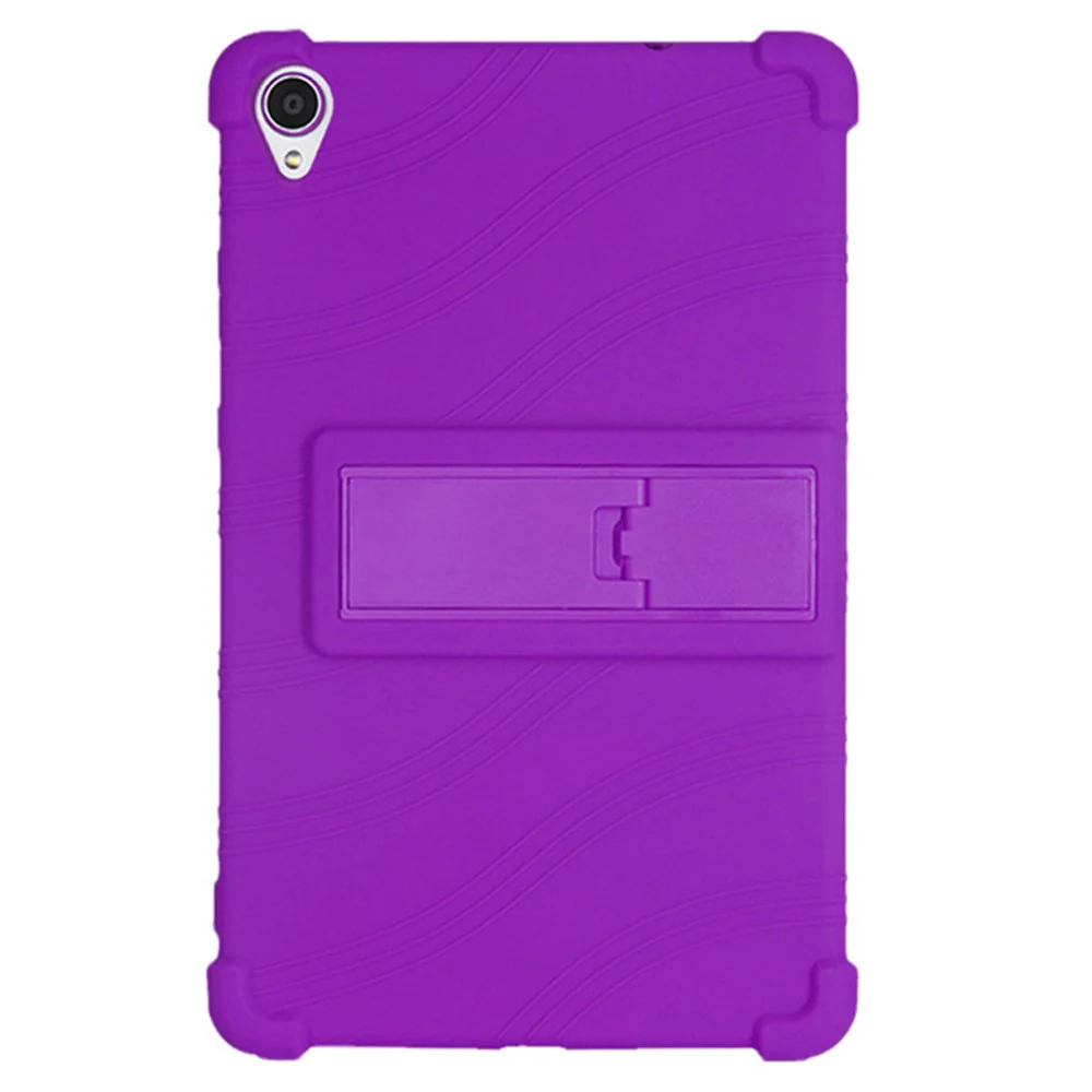 For Lenovo Tab M8 (FHD) TB-8505 / TB-8705 Kickstand Silicone Tablet Case Anti-Slip Kids Friendly Shockproof Soft Cover - Purple - Image 2