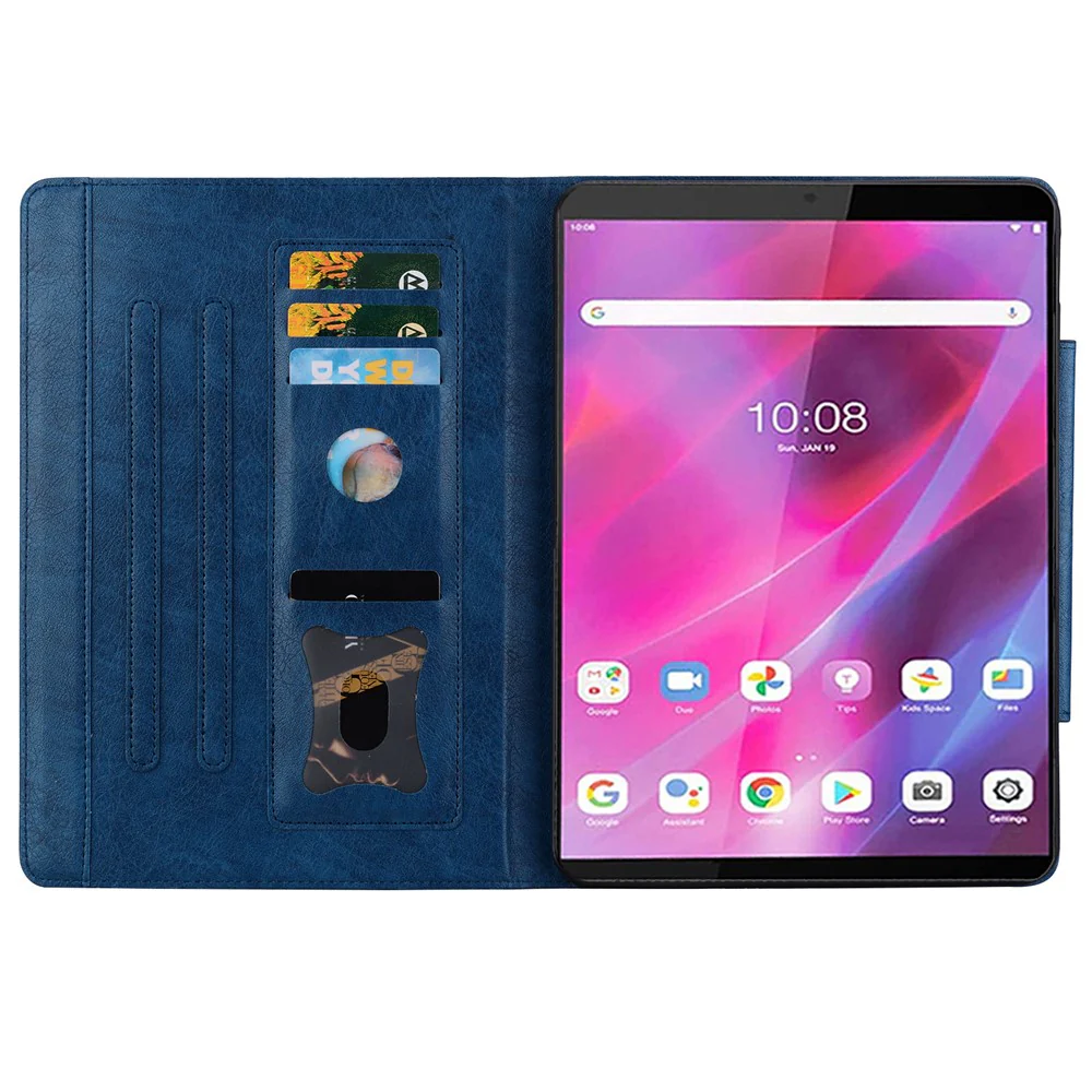 For Lenovo Tab M8 (HD) / M8 (FHD) / M8 (3rd Gen) Stand Case PU Leather Tablet Cover with Card Holder - Blue - Image 3