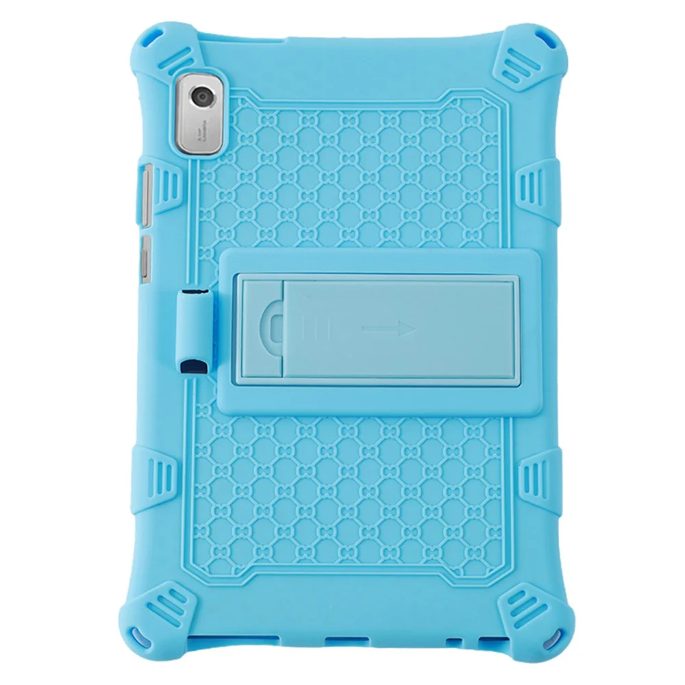For Lenovo Tab M9 310FU Kickstand Tablet Silicone Case Retro Texture Anti-drop Tablet Cover - Blue - Image 3