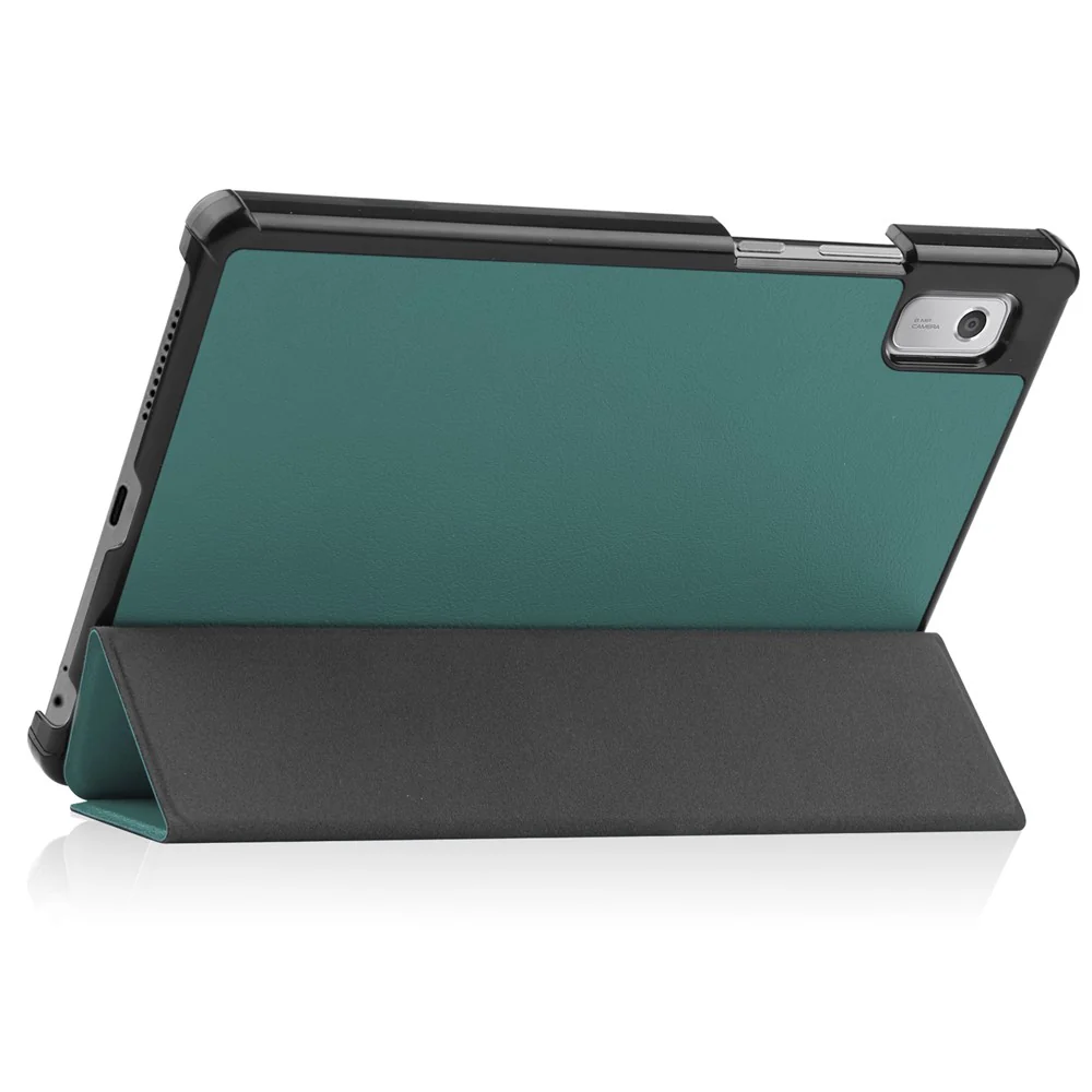 For Lenovo Tab M9 Anti-scratch PU Leather Tablet Case Tri-fold Stand Protective Cover - Blackish Green - Image 5