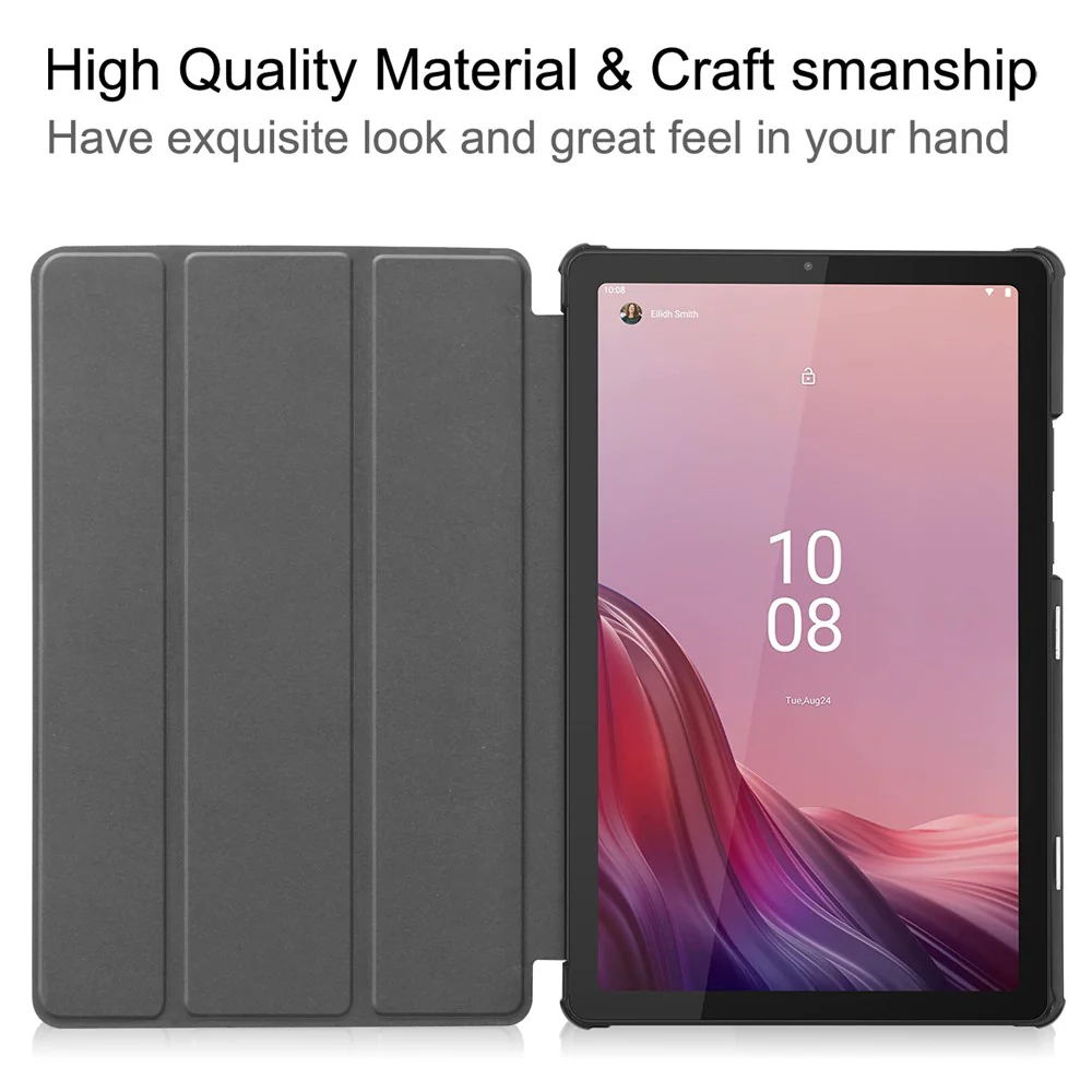 For Lenovo Tab M9 Anti-scratch PU Leather Tablet Case Tri-fold Stand Protective Cover - Blue - Image 2