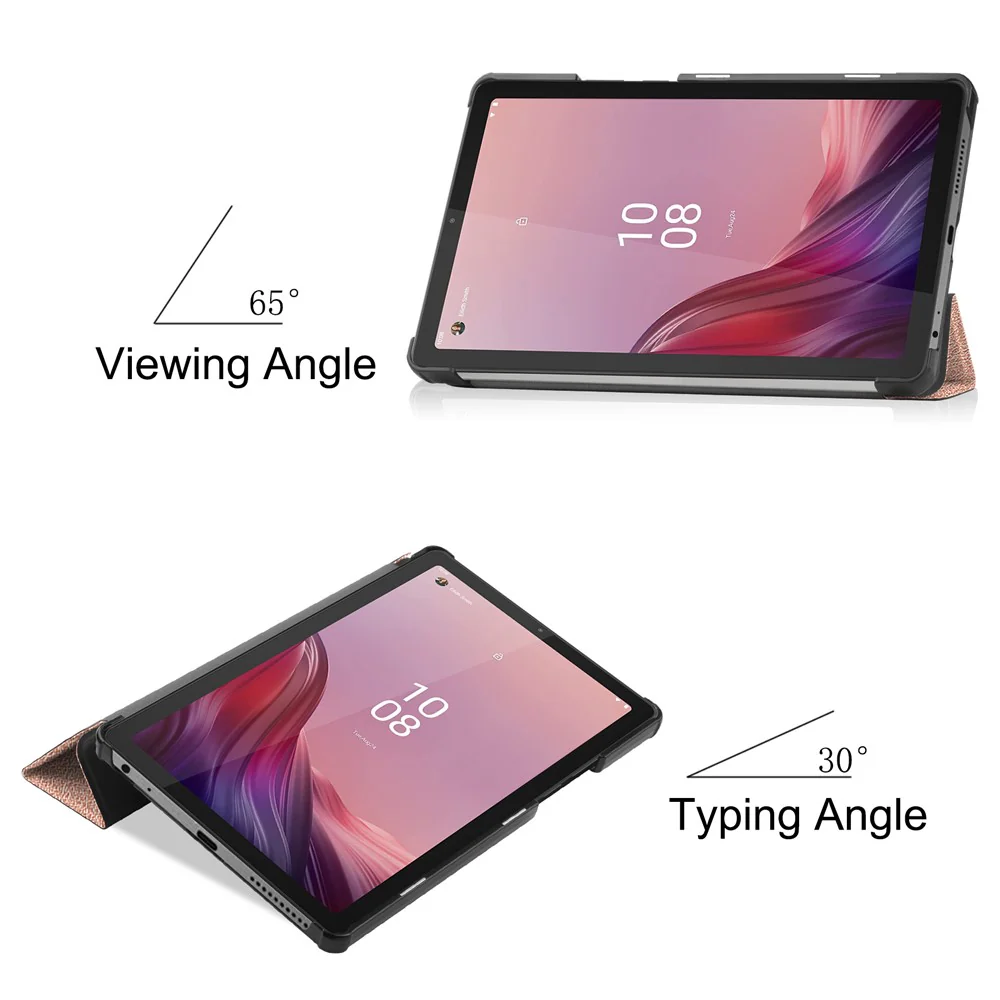 For Lenovo Tab M9 Anti-scratch PU Leather Tablet Case Tri-fold Stand Protective Cover - Rose Gold - Image 3