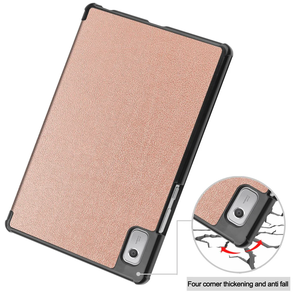 For Lenovo Tab M9 Anti-scratch PU Leather Tablet Case Tri-fold Stand Protective Cover - Rose Gold - Image 6