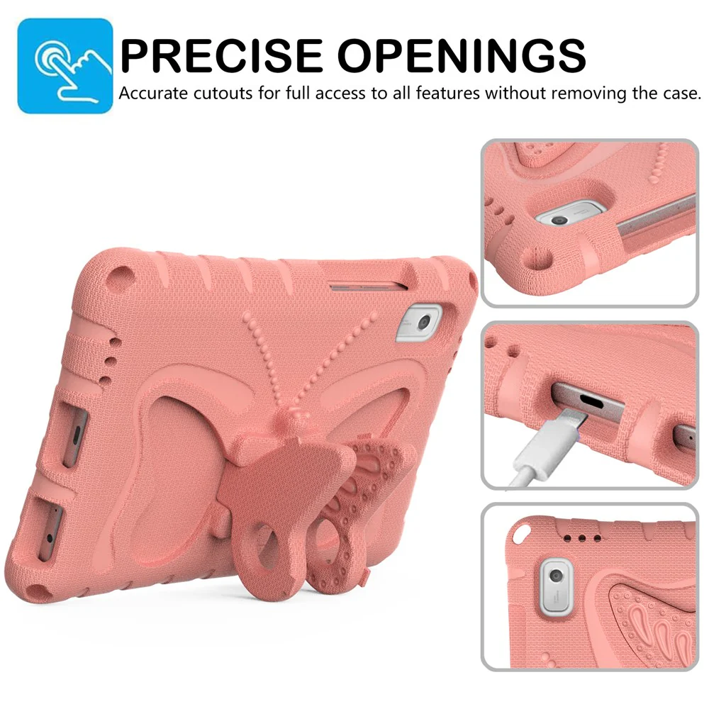 For Lenovo Tab M9 Case Butterfly Kickstand EVA Tablet Cover with Shoulder Strap - Light Pink - Image 2