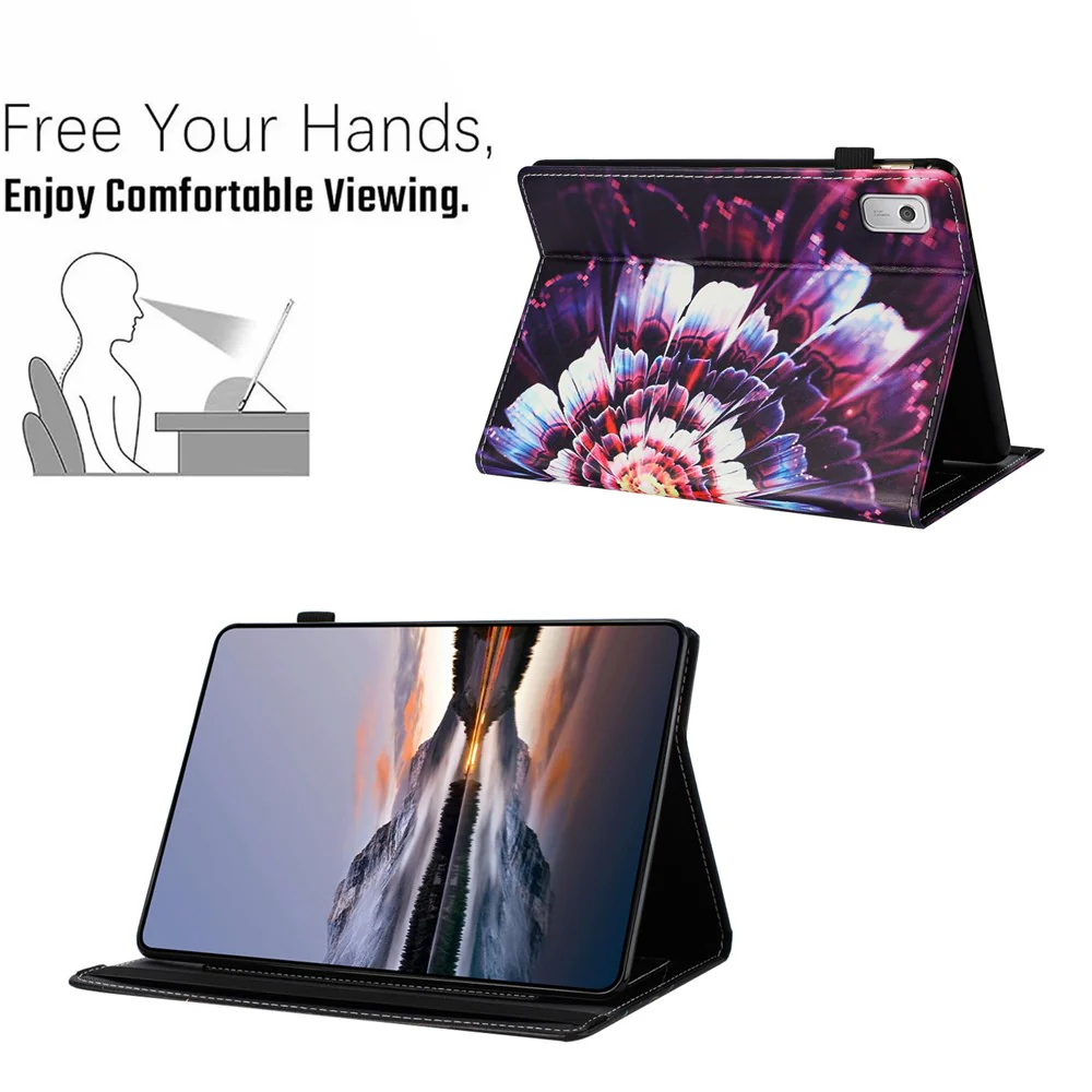 For Lenovo Tab M9 Case Pattern Leather Tablet Cover with Auto Sleep / Wake, Card Holder - Colorful Flowers - Image 5