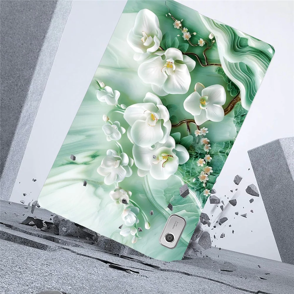 For Lenovo Tab M9 Case Pattern Printing Slim Soft TPU Tablet Cover - Jade Flower - Image 3